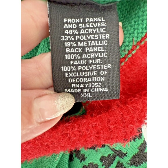 NEW 33 Degrees Women's XXL Green Red Cat Lover Ugly Christmas Sweater Party - Picture 12 of 15